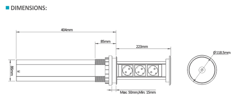 Ổ cắm điện âm bàn cao cấp mở nắp bằng cảm ứng -  Sinoamigo SMT-2 (5)