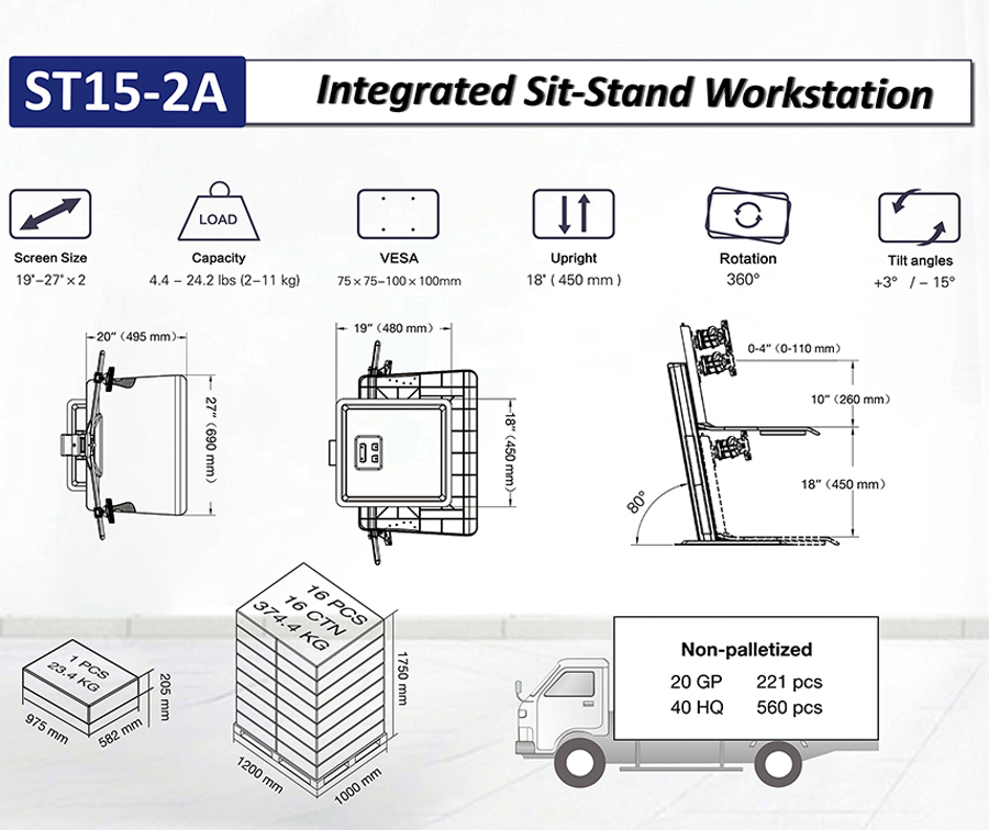 Sit-Stand Workstations ST15-2A North Bayou Parameter Catalog