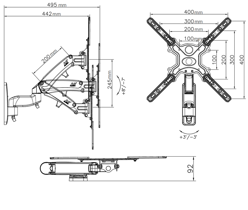 Giá treo màn hình gắn tường NB F450 40-50 inch