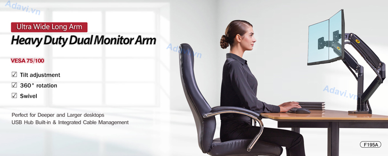 NB F195A dual monitor arm