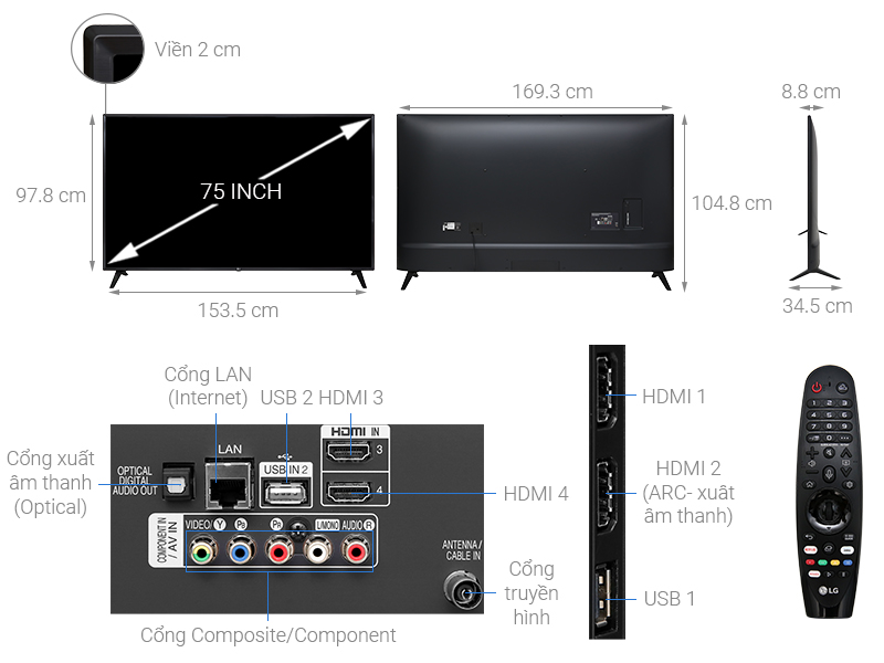 Smart Tivi LG 4K 75 inch 75UM7500PTA