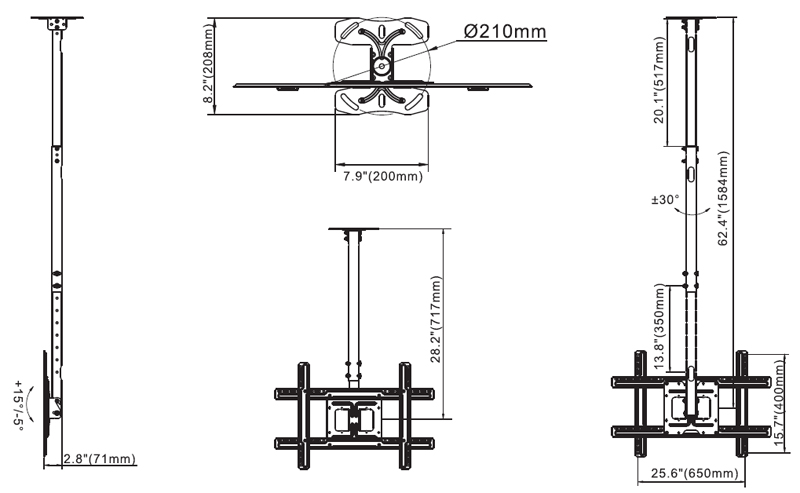 gia treo tran man hinh tivi NBT560-15
