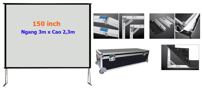 màn chiếu khung di động Exzen 150 inch 4 3