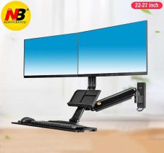 NB MC27-2A 22- 27inch Giá Treo 2 Màn Hình Máy Tính Kèm Mâm Đỡ Bàn Phím Gắn Tường
